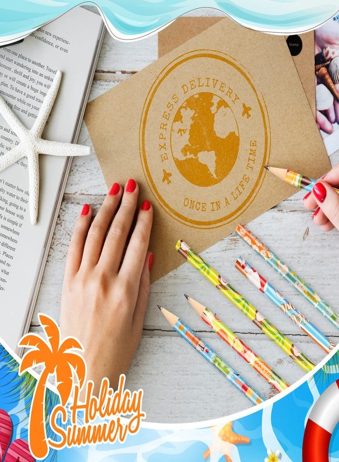 Fainne 36 Pcs Beach Pencils with Eraser Bulk Hawaii Beach Themed Party Favors Novelty Fun Wooden Assorted Colorful Pencils for Class School Reward Prize Christmas Party Favors Gifts, 6 Style - Image 4